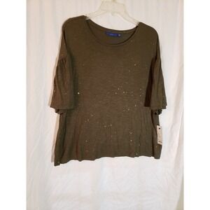 Women's Apt.9 Moss Green Sparkle Short Sleeve Top XXL (H140)